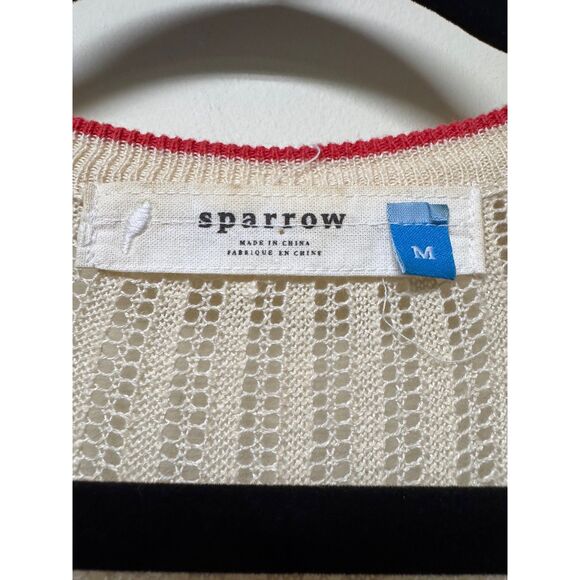 ANTHROPOLOGIE SPARROW Not Your Boyfriend's Cardigan Pointelle Cream/Red, Sz M - Picture 4 of 7